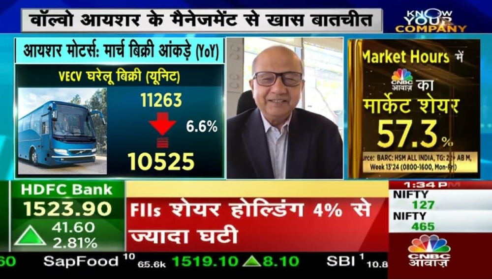 Interaction with CNBC Awaaz on the impact of elections and segment wise growth in CV Industry