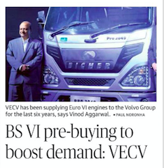 The Hindu -BS VI pre-buying to boost demand VECV
