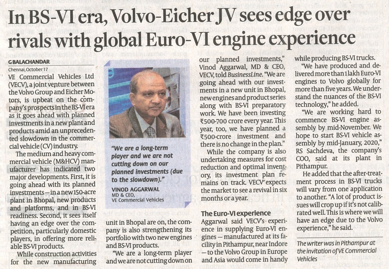 In BS VI era, Volvo Eicher JV sees edge over rivals
