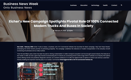 Eicher’s New Campaign Spotlights Pivotal Role Of 100% Connected Modern Trucks And Buses In Society